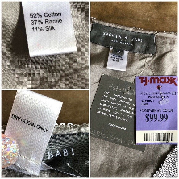 NWT Sachin + Babi For Ankasa Sequin Gray Dress 2 - Picture 11 of 12